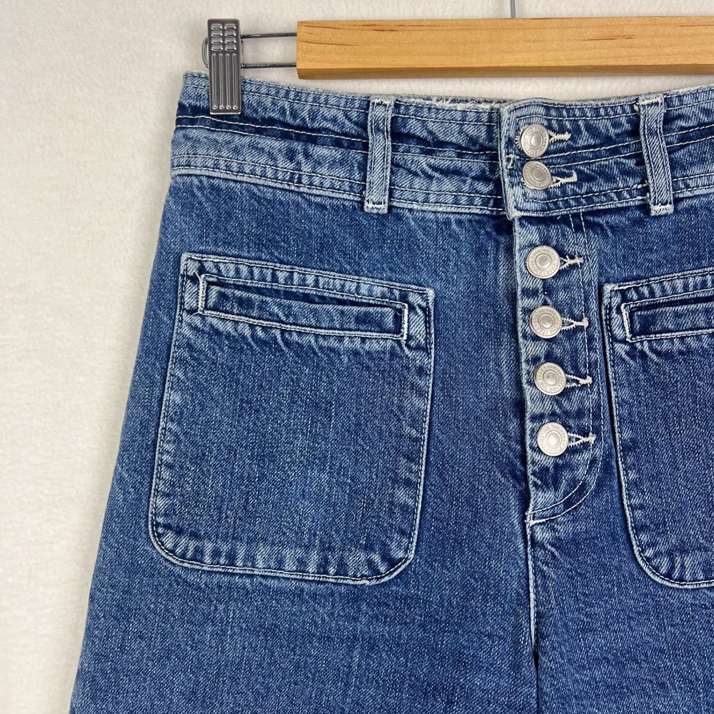 Free People We The Free Indigo Blue Colette High Waisted Wide Leg Jeans Size 26 - Picture 5 of 14